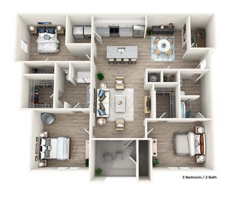 a 3 bedroom floor plan is shown in this image
